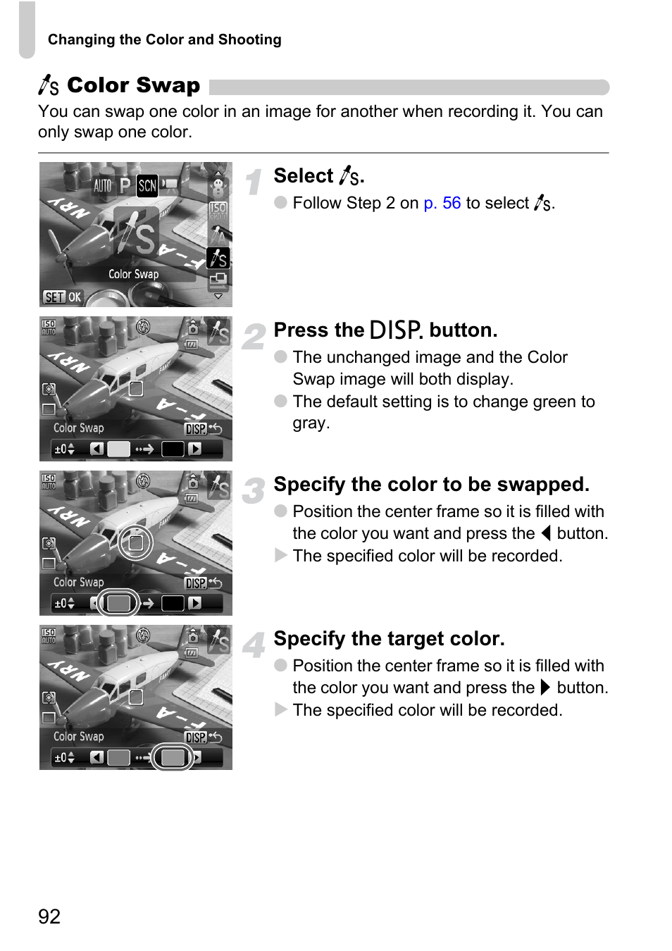 P. 92), Y color swap | Canon D10 User Manual | Page 92 / 163