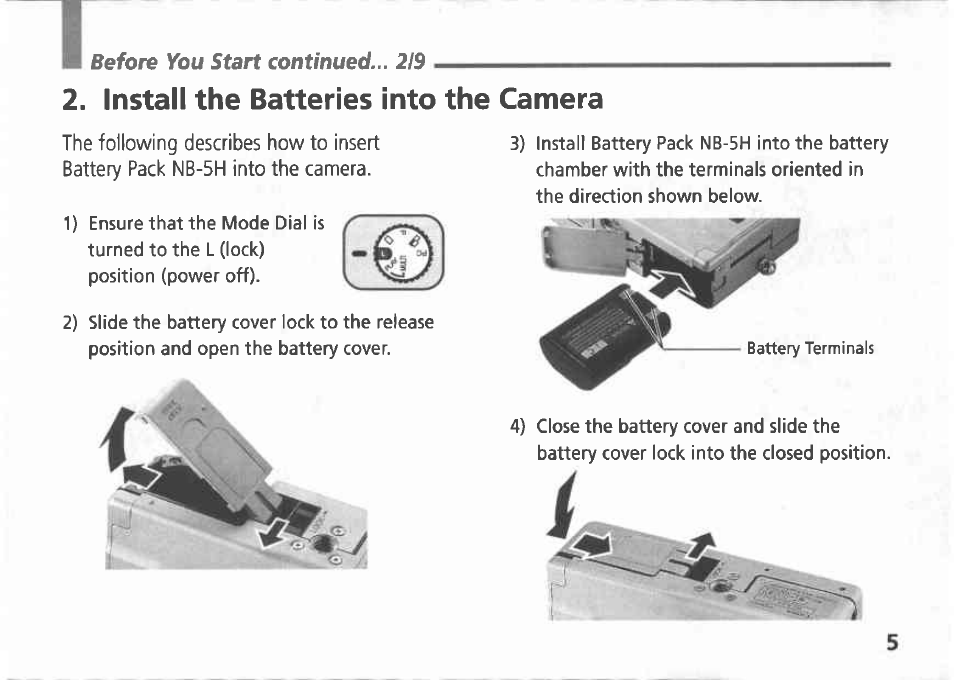Before you start, Charge the battery pack | Canon A5 User Manual | Page 5 / 51