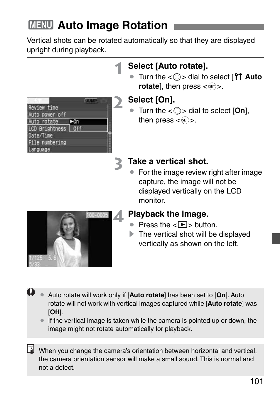 3auto image rotation | Canon EOS 20D User Manual | Page 101 / 168