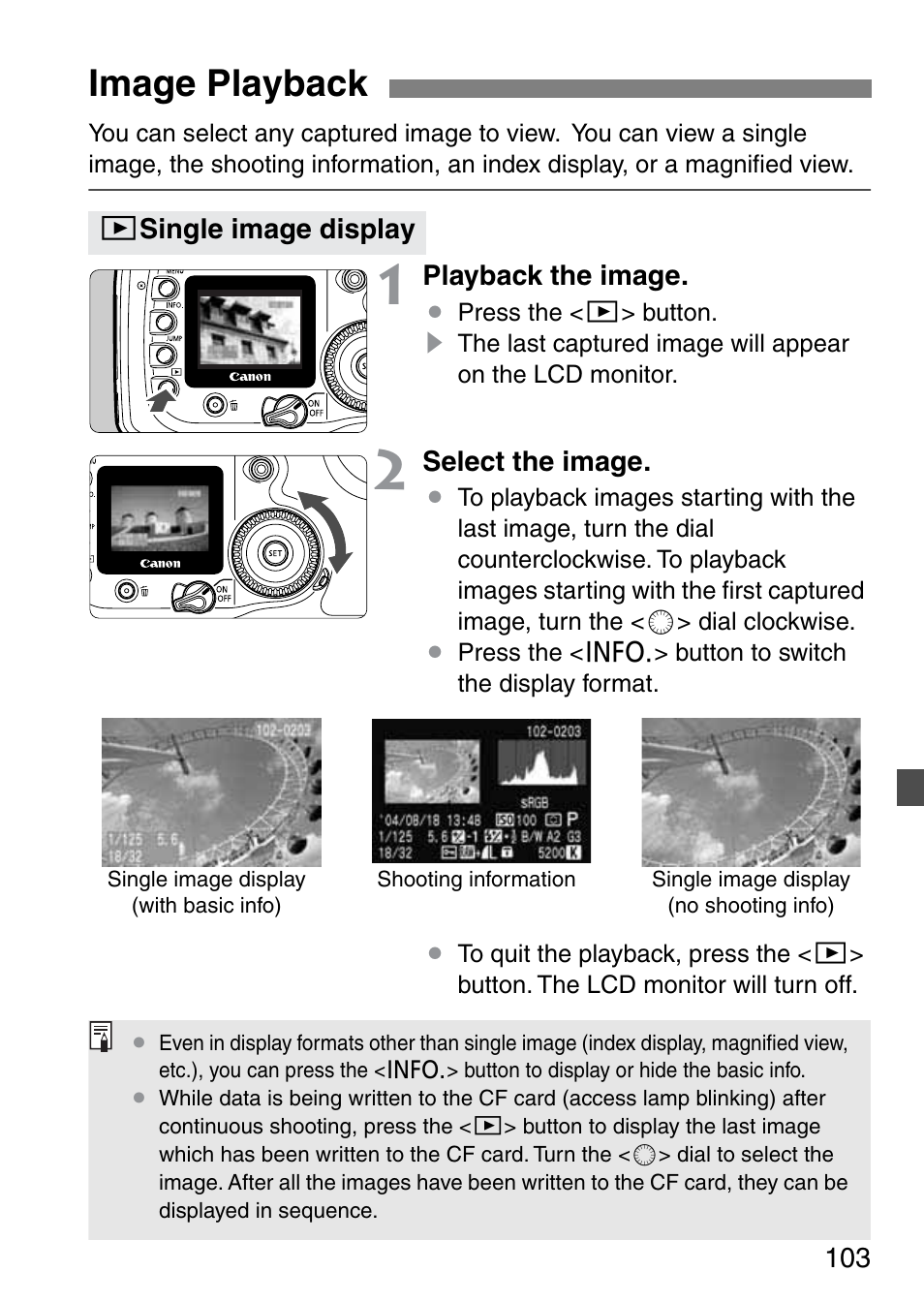 Image playback | Canon EOS 20D User Manual | Page 103 / 168