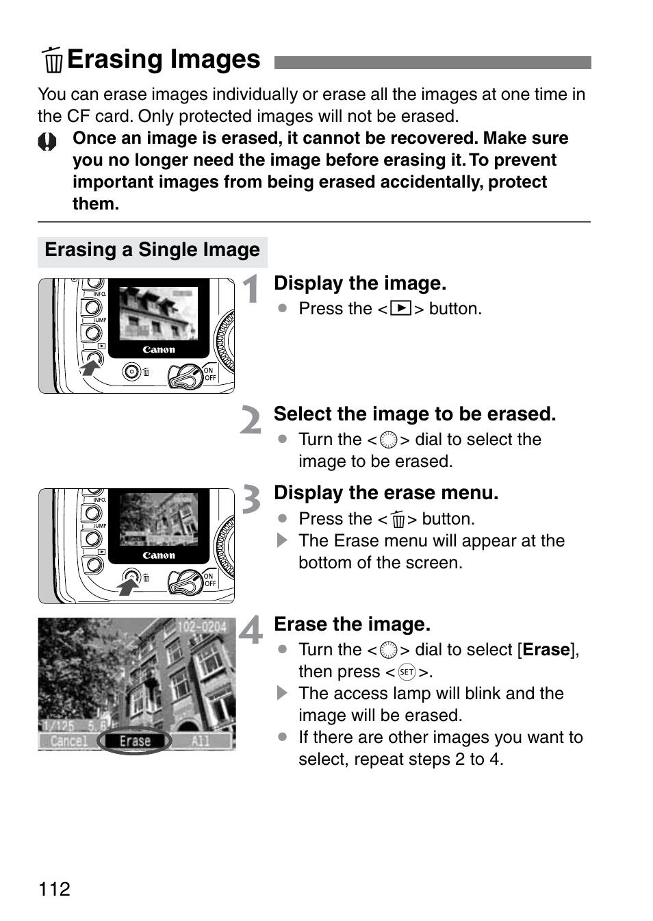 L erasing images | Canon EOS 20D User Manual | Page 112 / 168