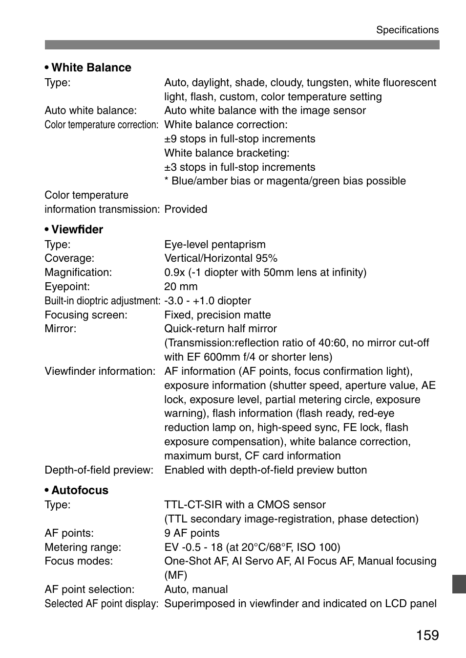 Canon EOS 20D User Manual | Page 159 / 168