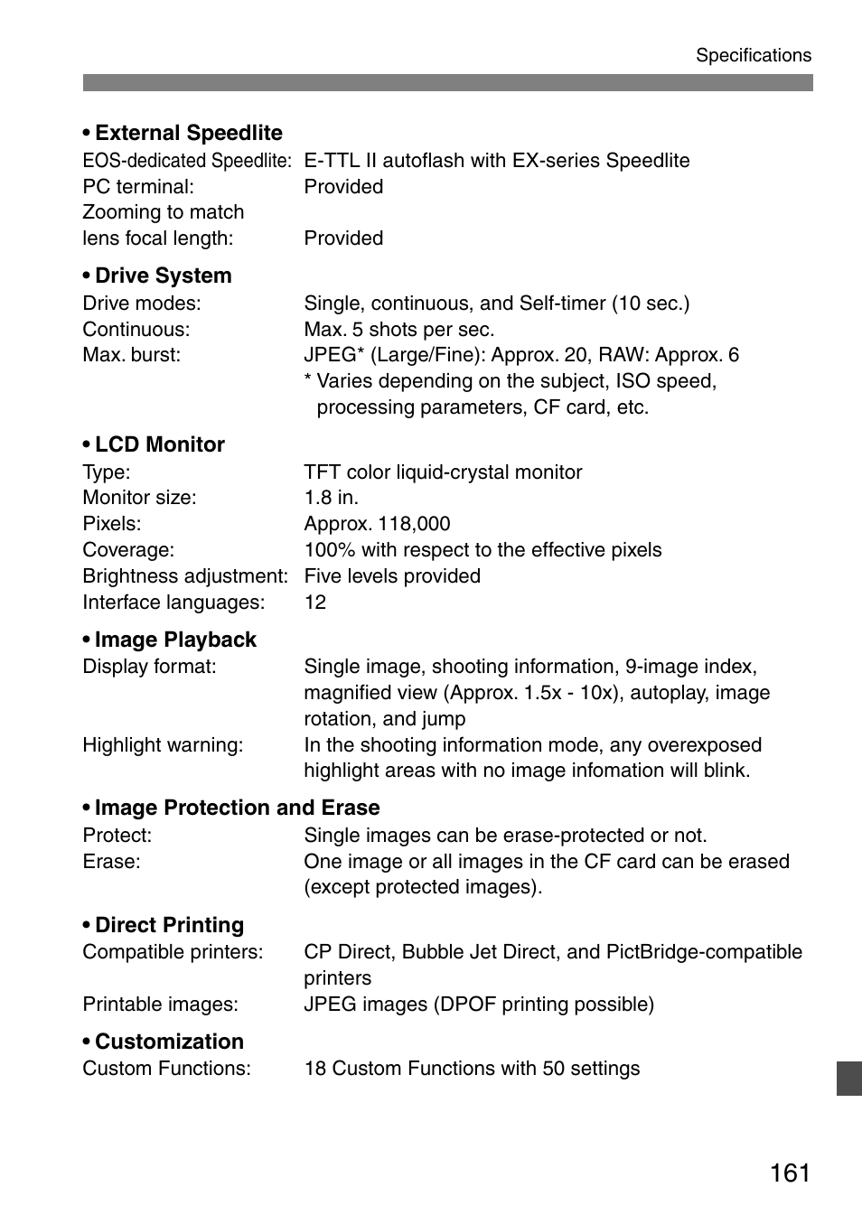 Canon EOS 20D User Manual | Page 161 / 168