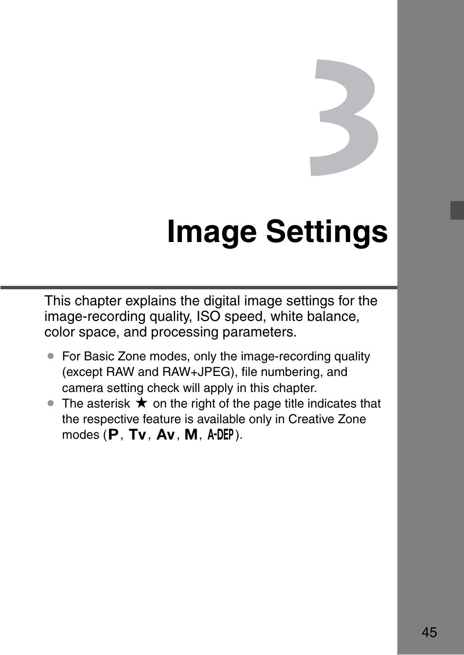 Image settings | Canon EOS 20D User Manual | Page 45 / 168