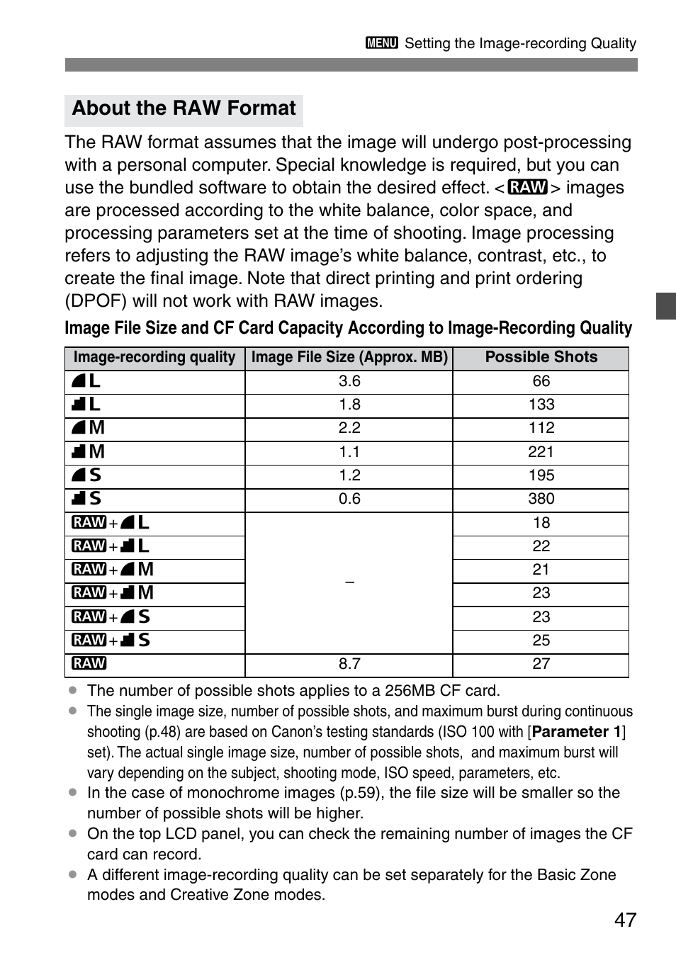 About the raw format | Canon EOS 20D User Manual | Page 47 / 168