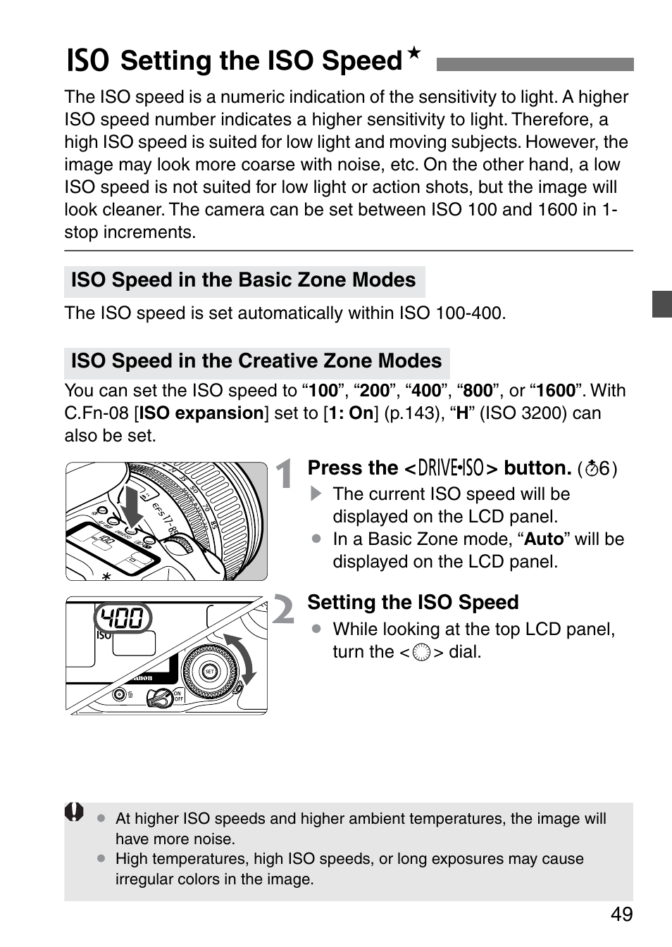 G setting the iso speed n | Canon EOS 20D User Manual | Page 49 / 168