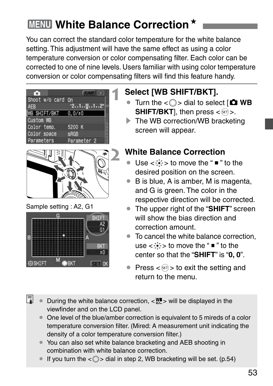 3white balance correction n | Canon EOS 20D User Manual | Page 53 / 168