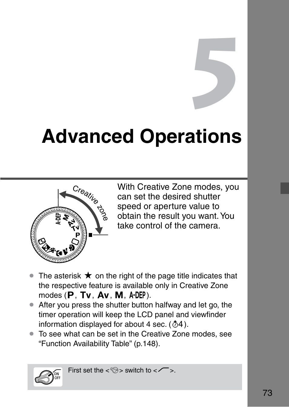 Advanced operations | Canon EOS 20D User Manual | Page 73 / 168