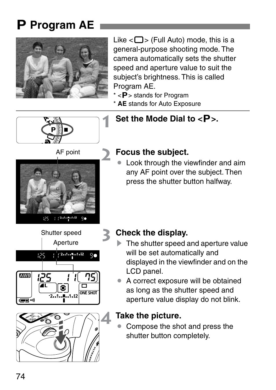 D program ae | Canon EOS 20D User Manual | Page 74 / 168