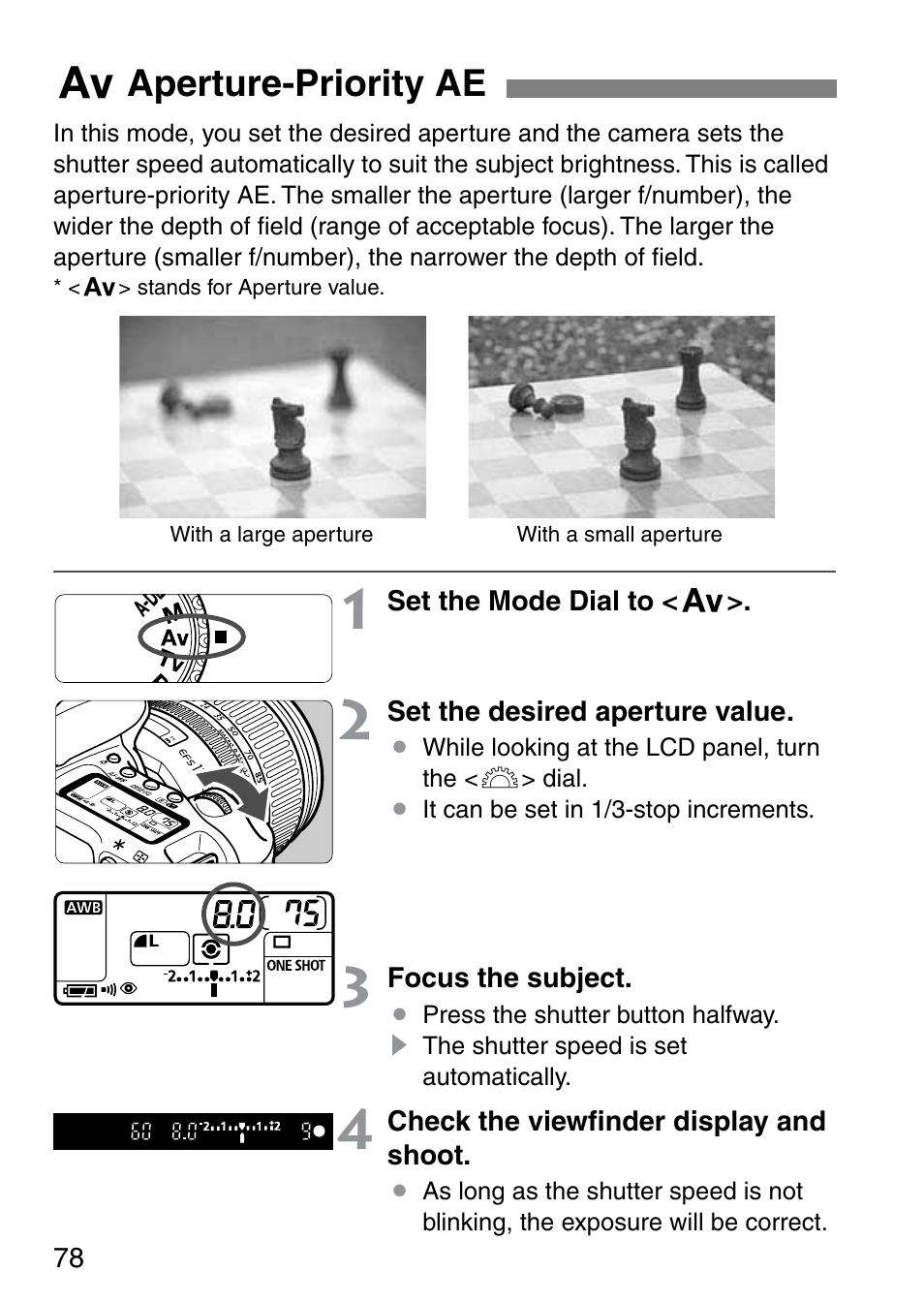 F aperture-priority ae | Canon EOS 20D User Manual | Page 78 / 168