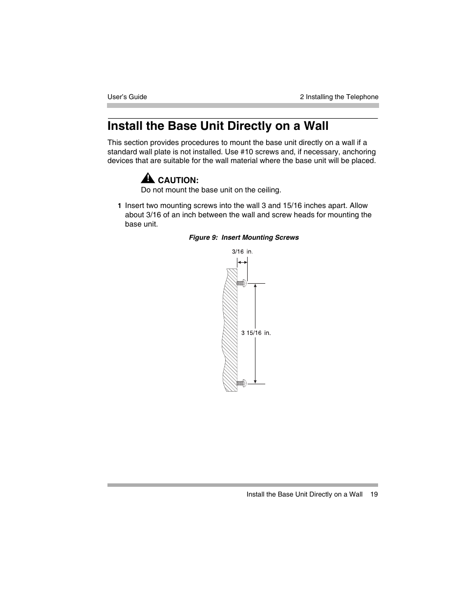 Install the base unit directly on a wall, Install the base unit directly on a wall” on | Avaya 3920 Wireless Telephone User Manual | Page 19 / 60