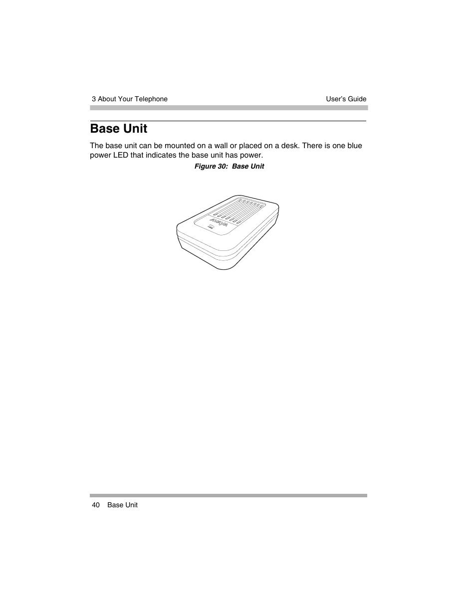Base unit | Avaya 3920 Wireless Telephone User Manual | Page 40 / 60