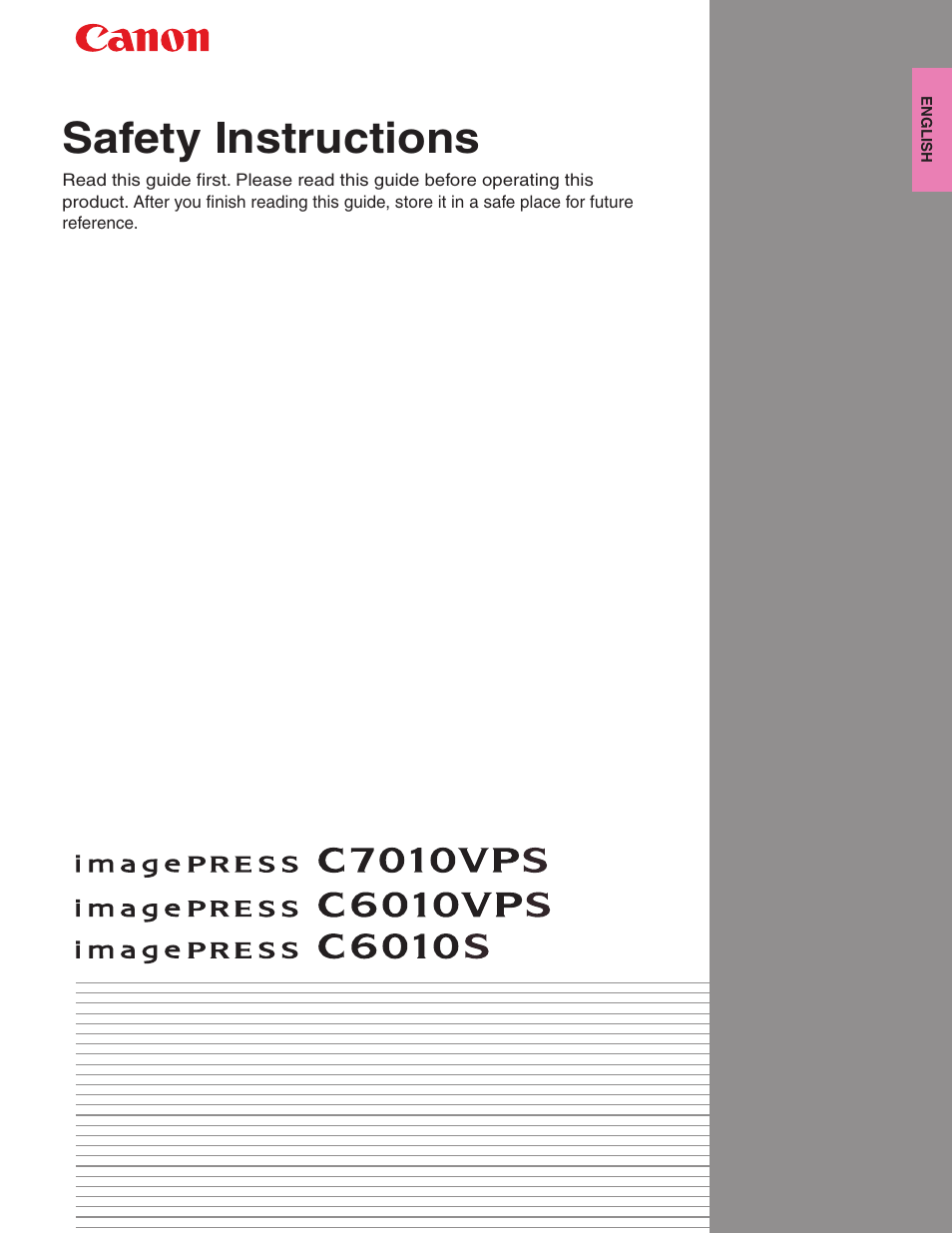 Canon IMAGEPRESS C6010VPS User Manual | 33 pages