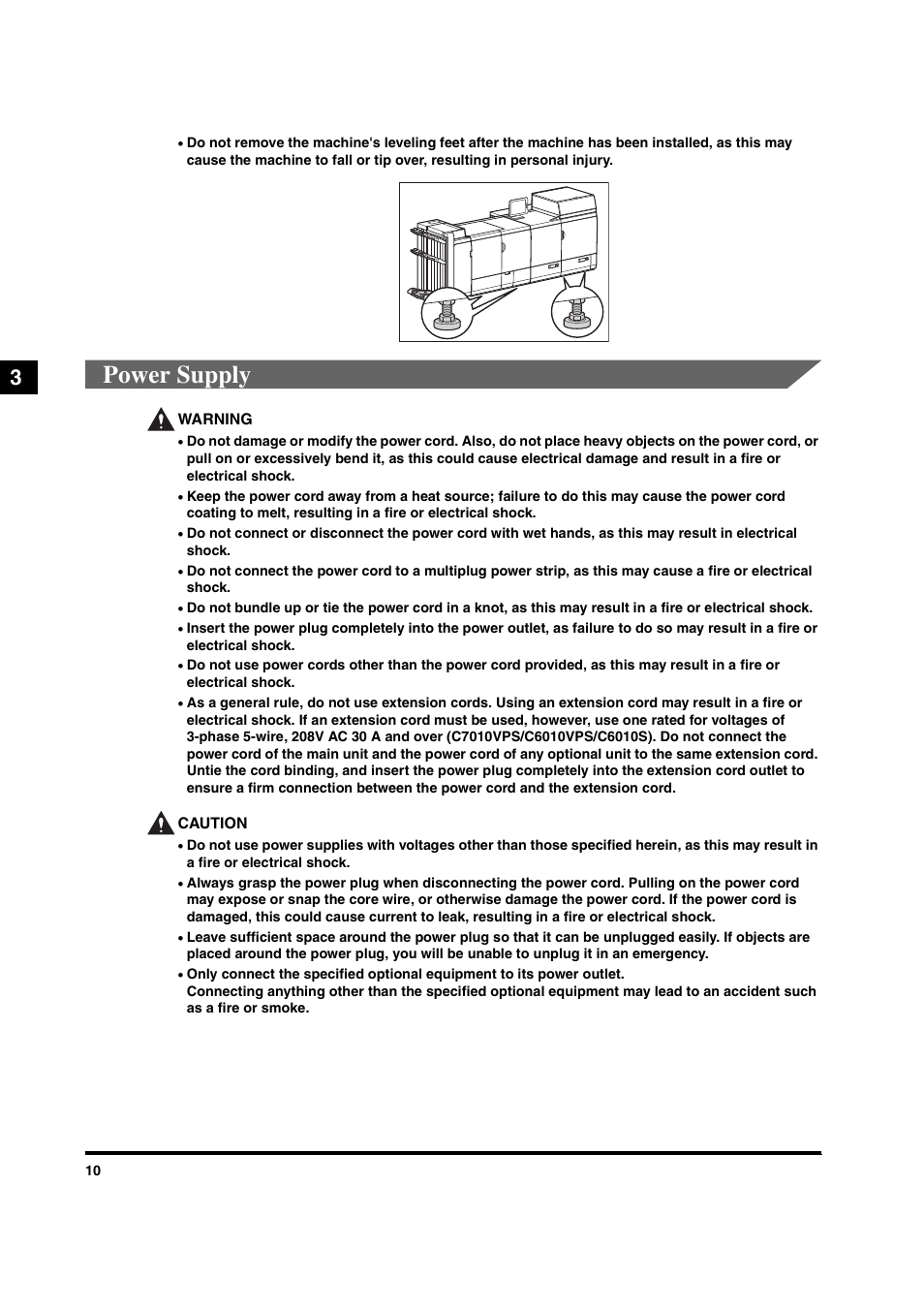 Power supply | Canon IMAGEPRESS C6010VPS User Manual | Page 13 / 33