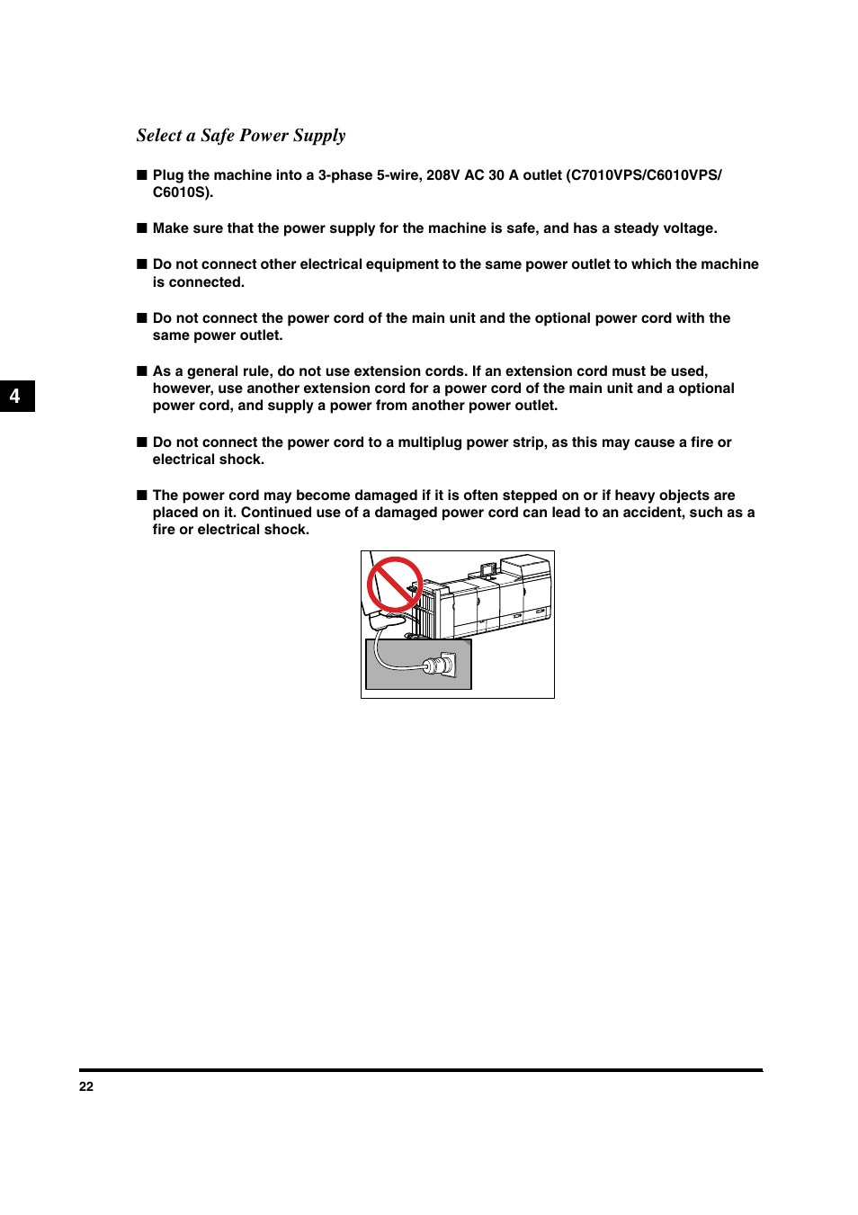 Select a safe power supply | Canon IMAGEPRESS C6010VPS User Manual | Page 25 / 33