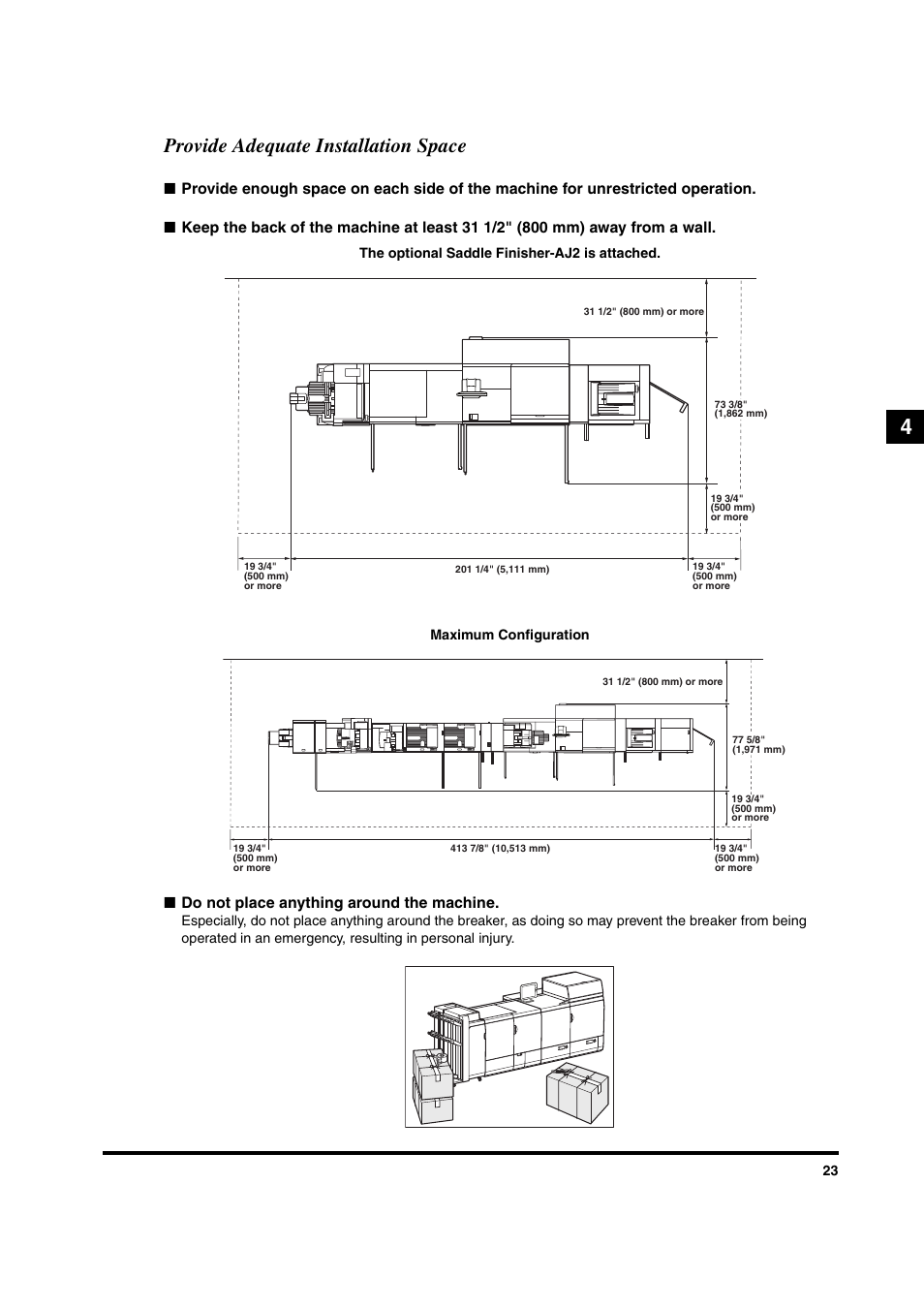 Provide adequate installation space | Canon IMAGEPRESS C6010VPS User Manual | Page 26 / 33