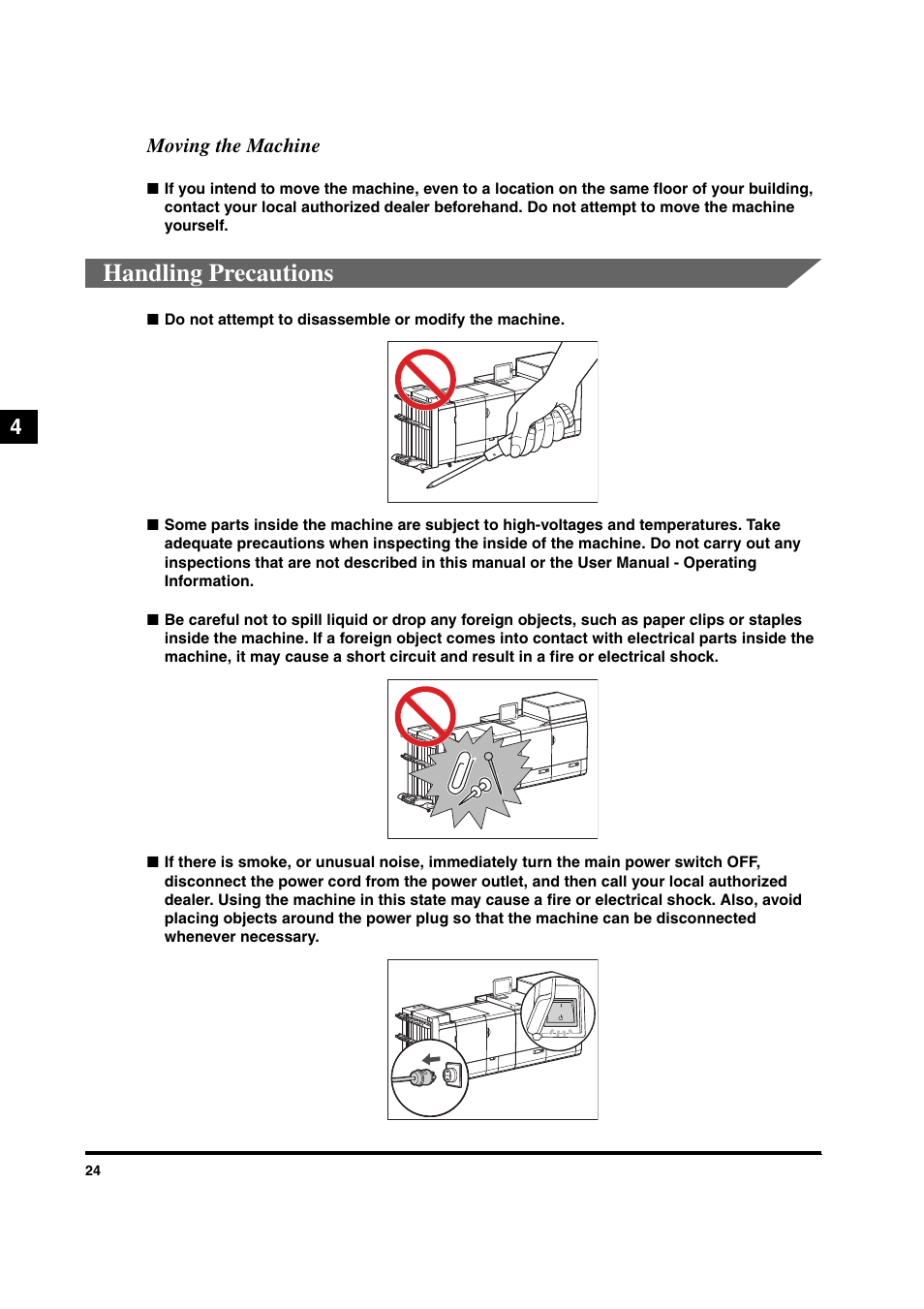 Handling precautions, Moving the machine | Canon IMAGEPRESS C6010VPS User Manual | Page 27 / 33