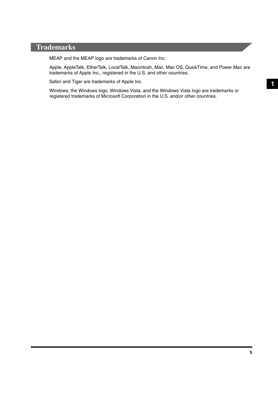 Trademarks | Canon IMAGEPRESS C6010VPS User Manual | Page 8 / 33