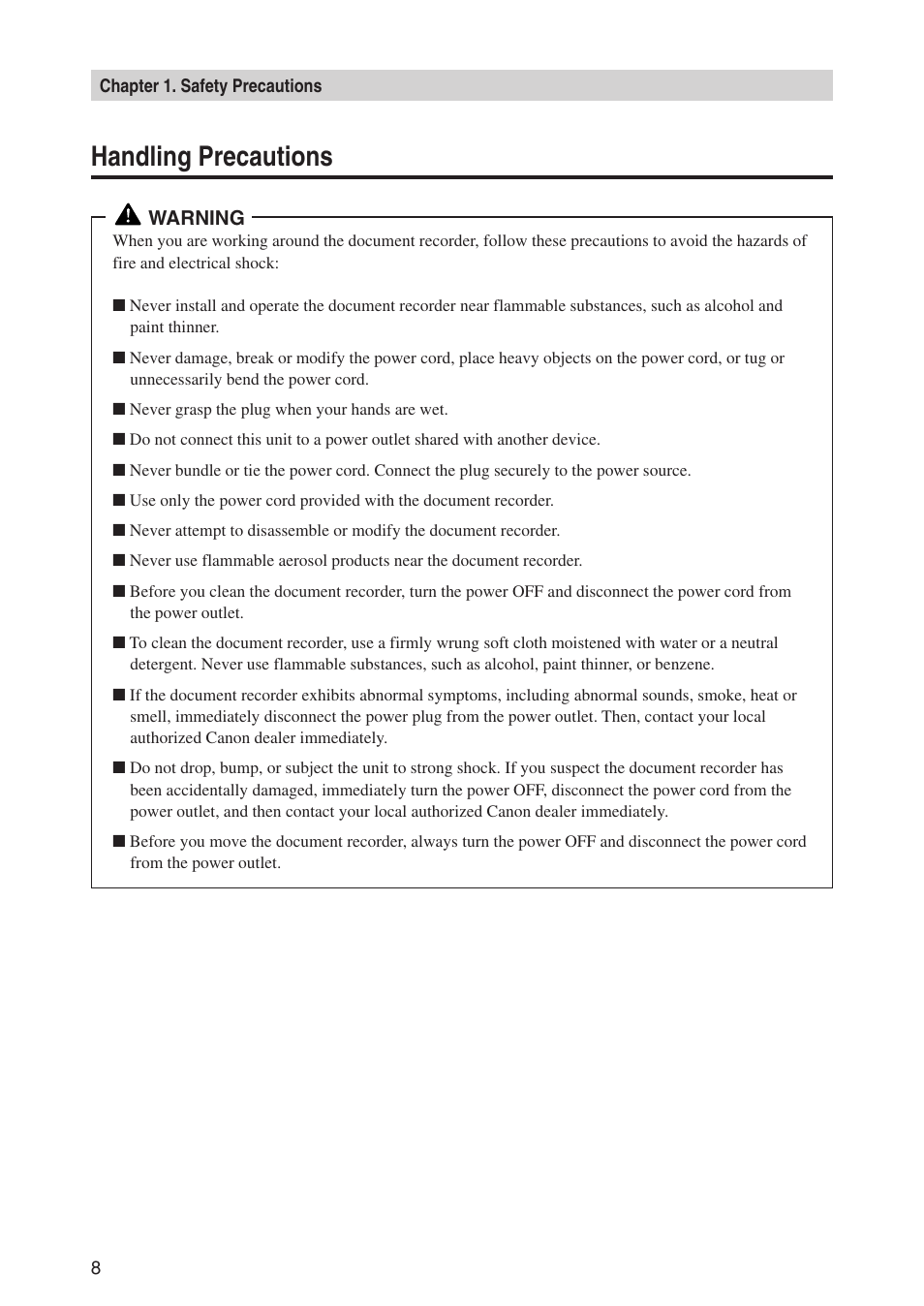 Handling precautions | Canon CD-4070NW User Manual | Page 13 / 57