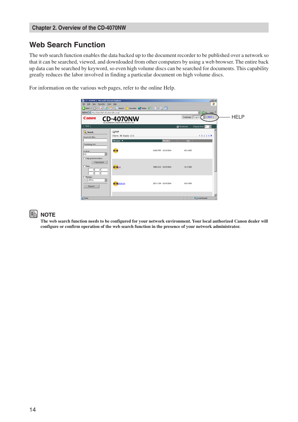 Web search function | Canon CD-4070NW User Manual | Page 19 / 57