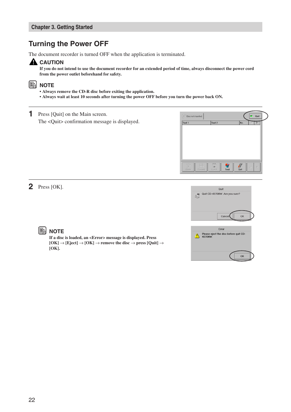 Turning the power off | Canon CD-4070NW User Manual | Page 27 / 57