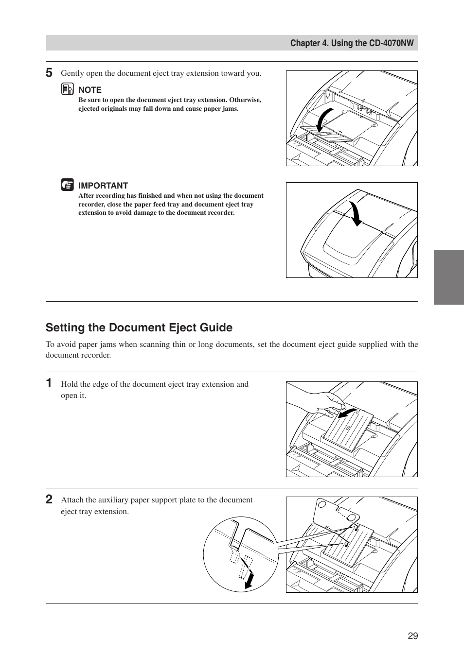 Setting the document eject guide | Canon CD-4070NW User Manual | Page 34 / 57
