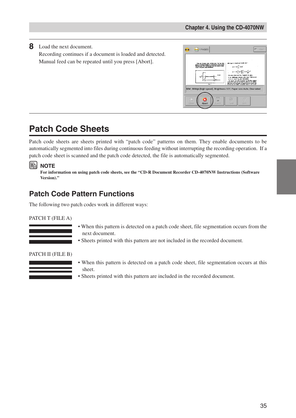 Patch code sheets, Patch code pattern functions | Canon CD-4070NW User Manual | Page 40 / 57