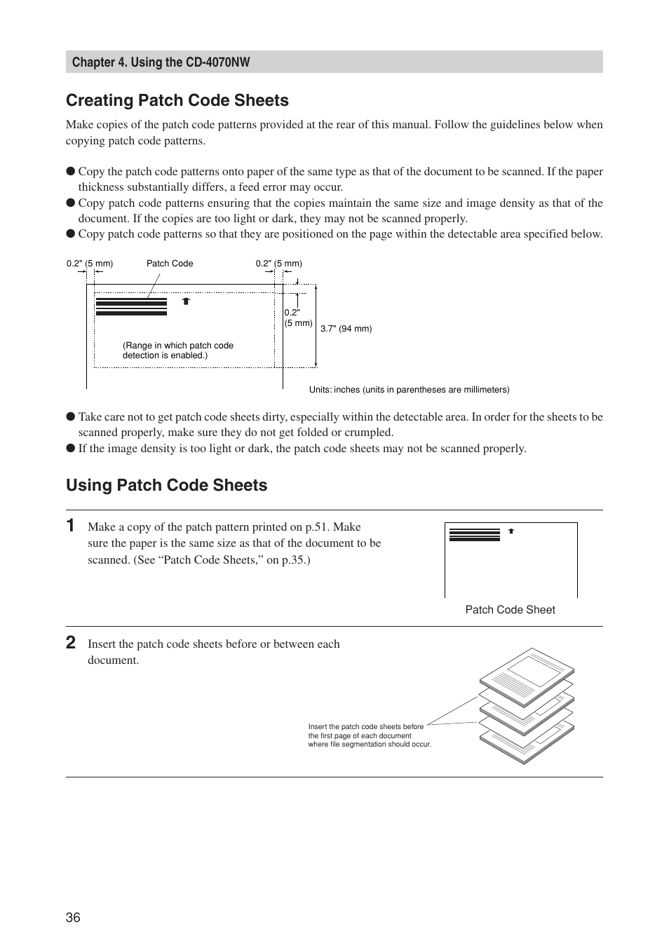 Creating patch code sheets, Using patch code sheets | Canon CD-4070NW User Manual | Page 41 / 57