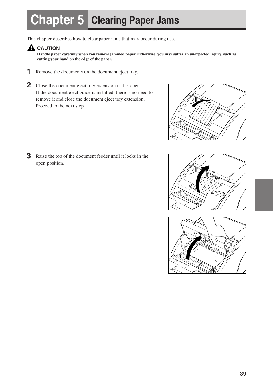 Chapter 5, Clearing paper jams | Canon CD-4070NW User Manual | Page 44 / 57