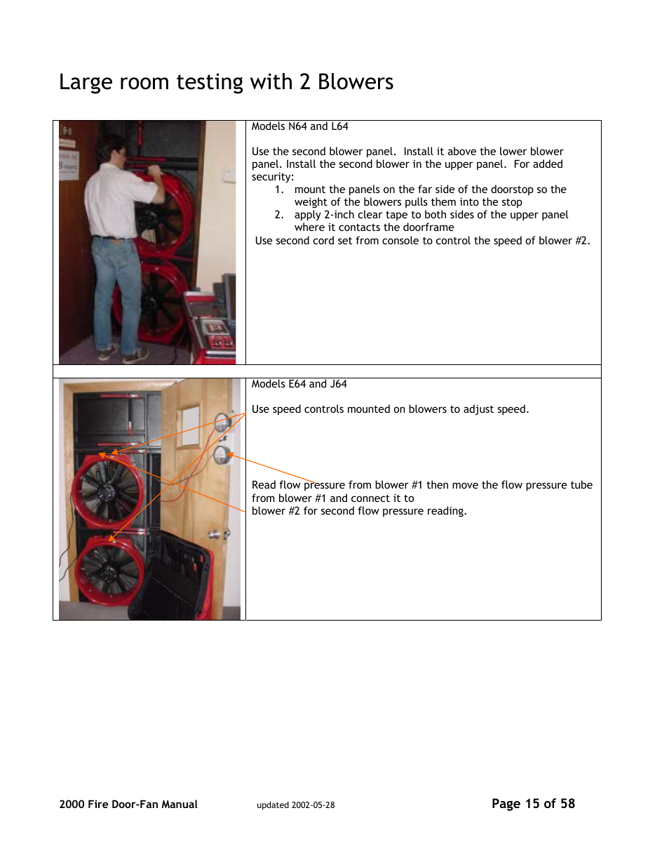 Large room testing with 2 blowers | Canon PSC 2000 User Manual | Page 15 / 58