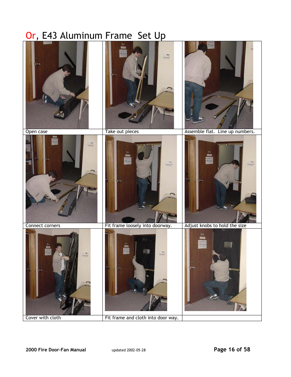 Or , e43 aluminum frame set up | Canon PSC 2000 User Manual | Page 16 / 58