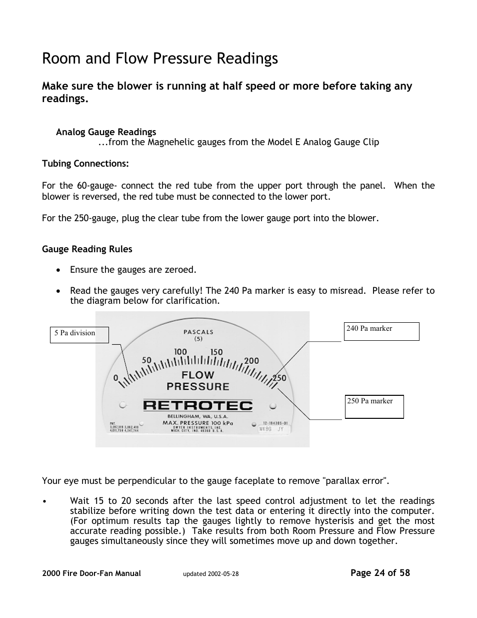 Room and flow pressure readings | Canon PSC 2000 User Manual | Page 24 / 58