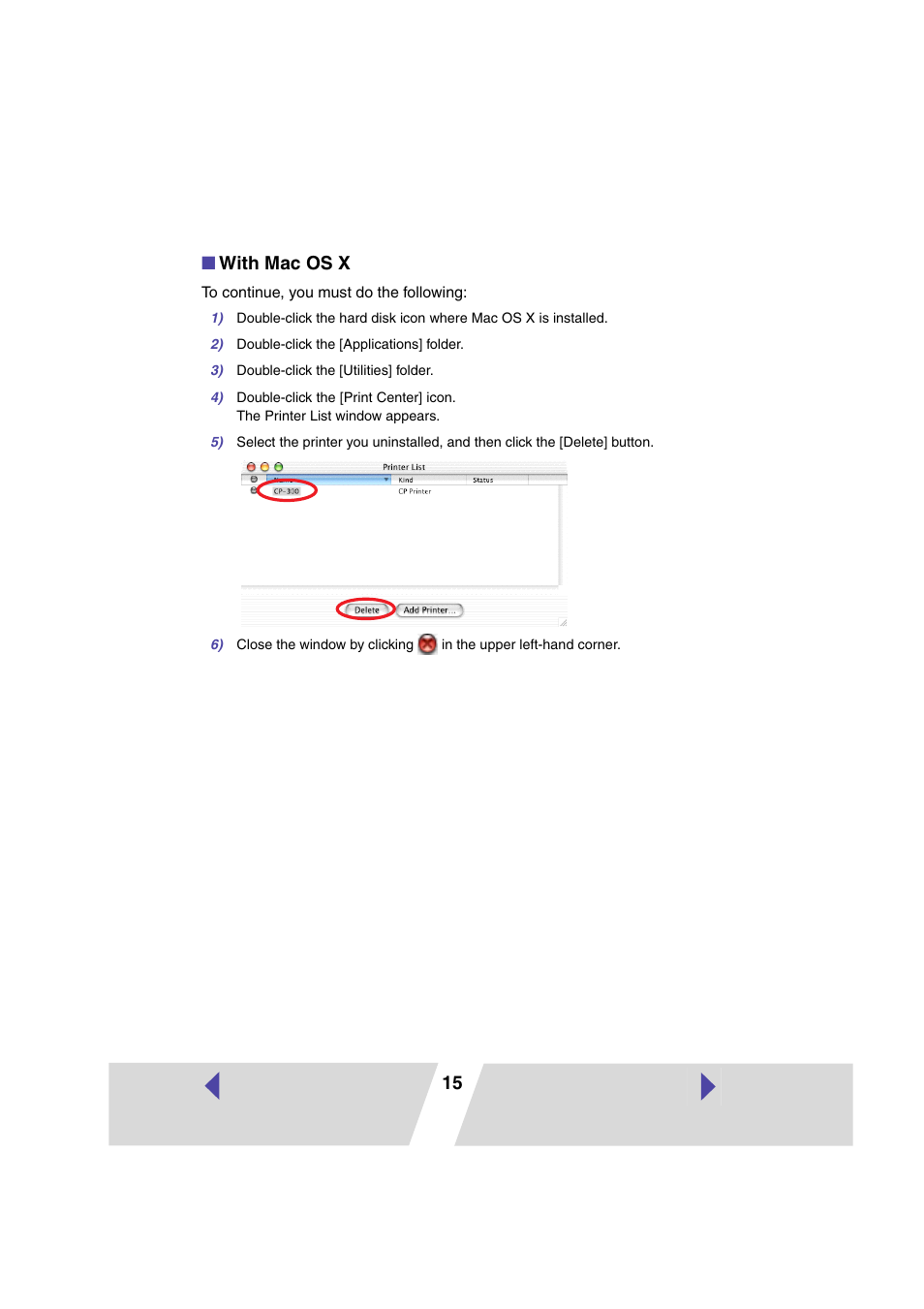 15 ■ with mac os x | Canon PRINTER DRIVER CP-300 User Manual | Page 15 / 61