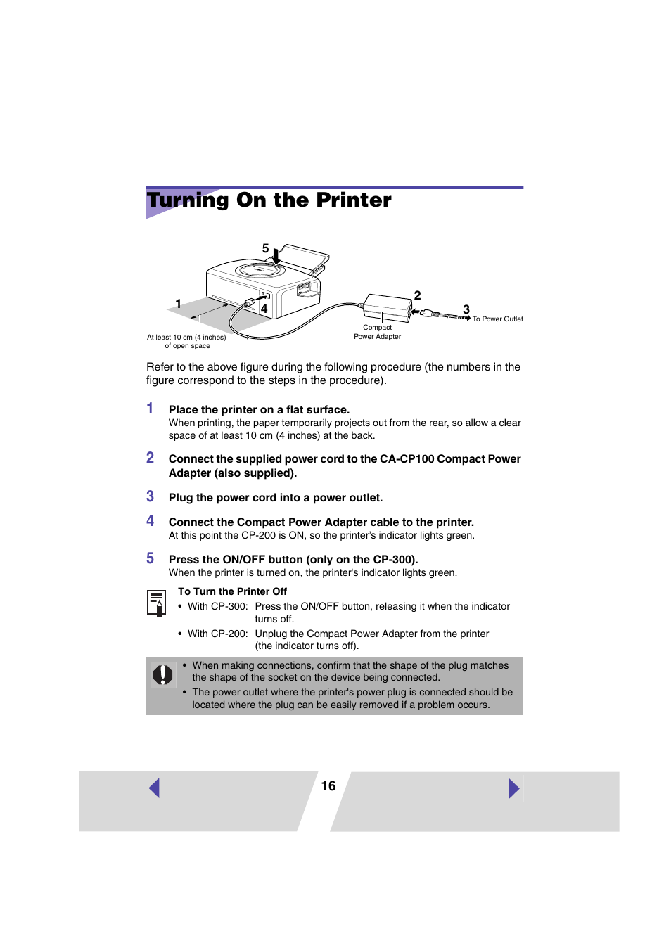Turning on the printer, P.16) | Canon PRINTER DRIVER CP-300 User Manual | Page 16 / 61