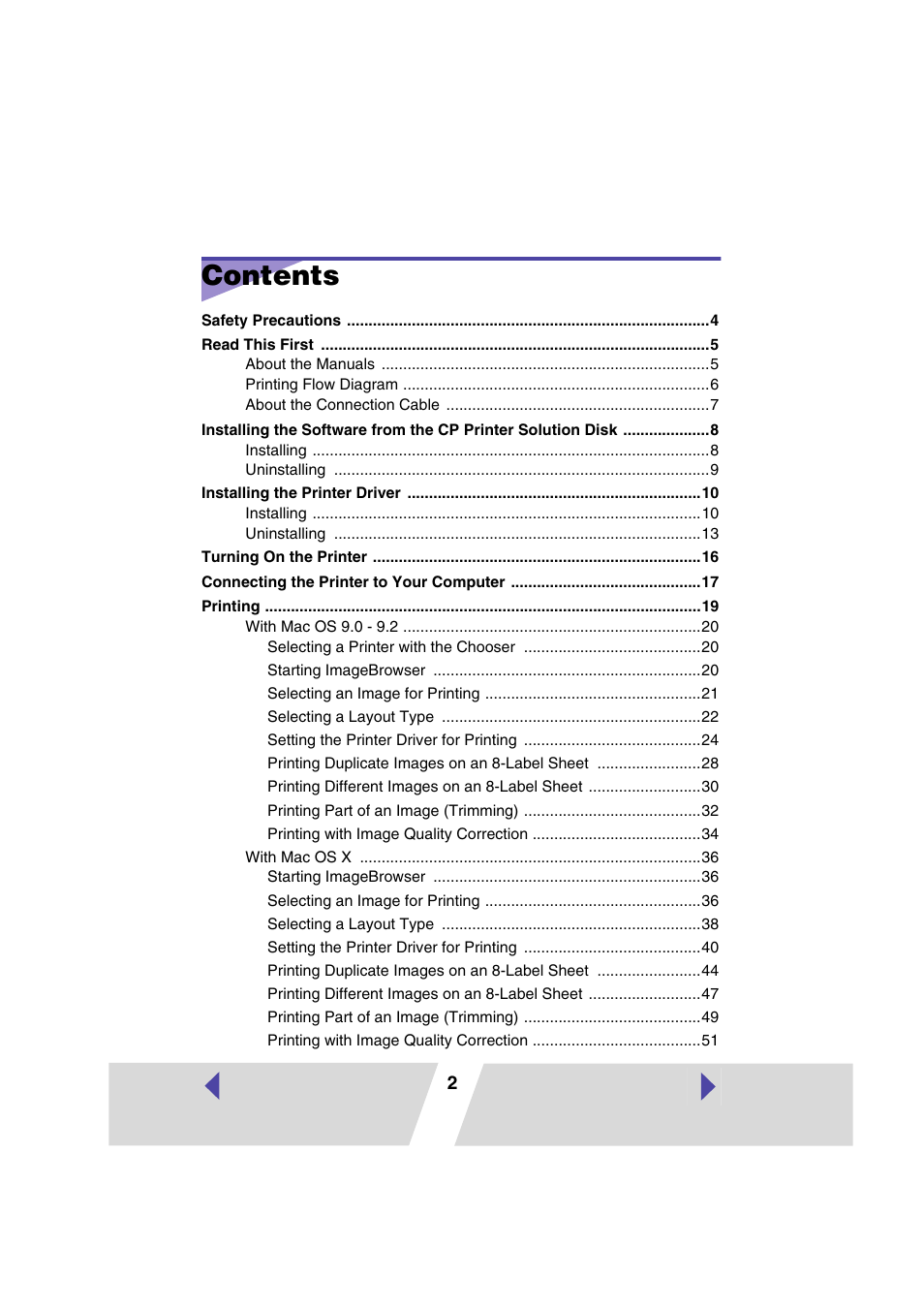 Canon PRINTER DRIVER CP-300 User Manual | Page 2 / 61