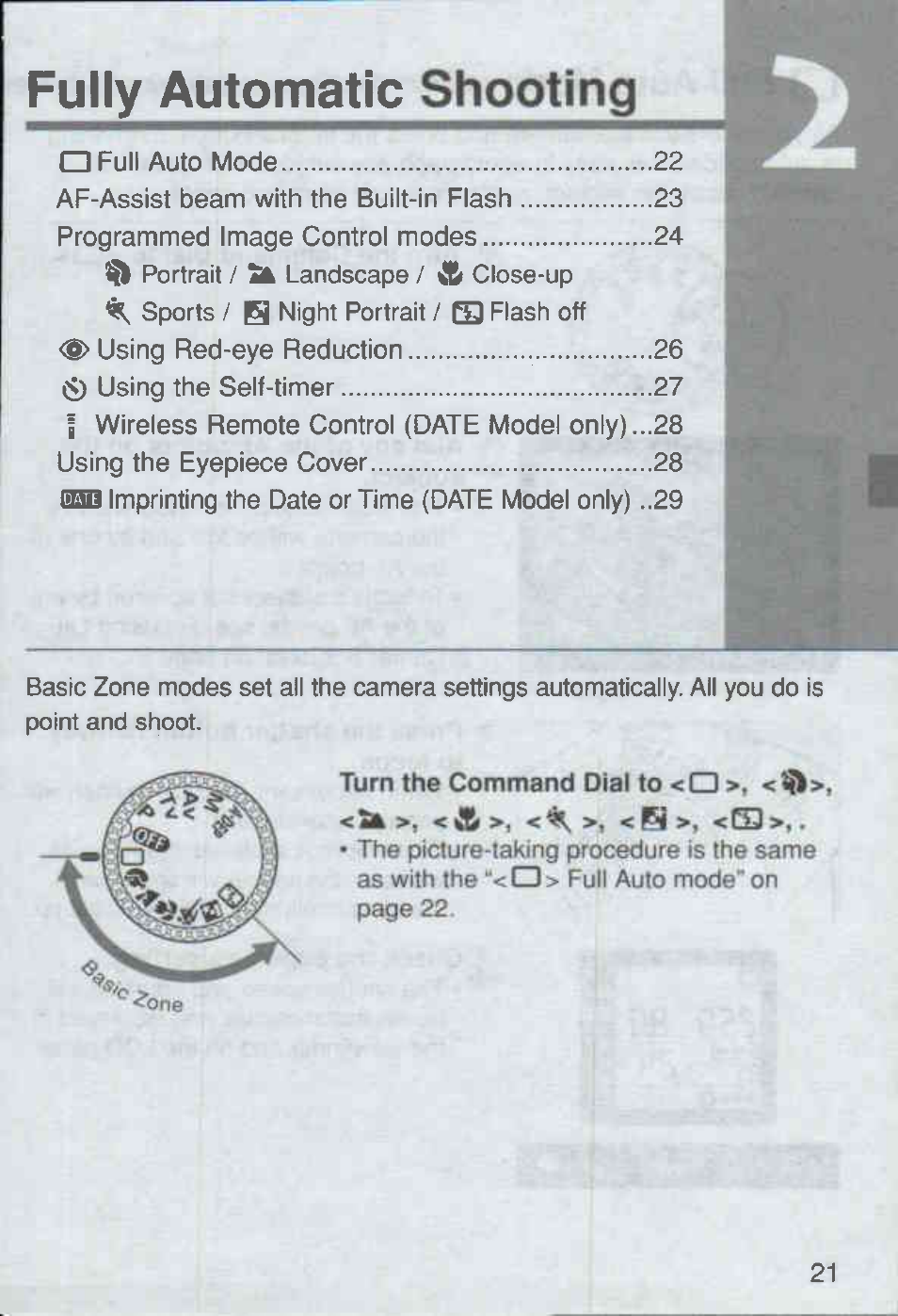 Fully automatic shooting | Canon Rebel Ti 300V User Manual | Page 21 / 60