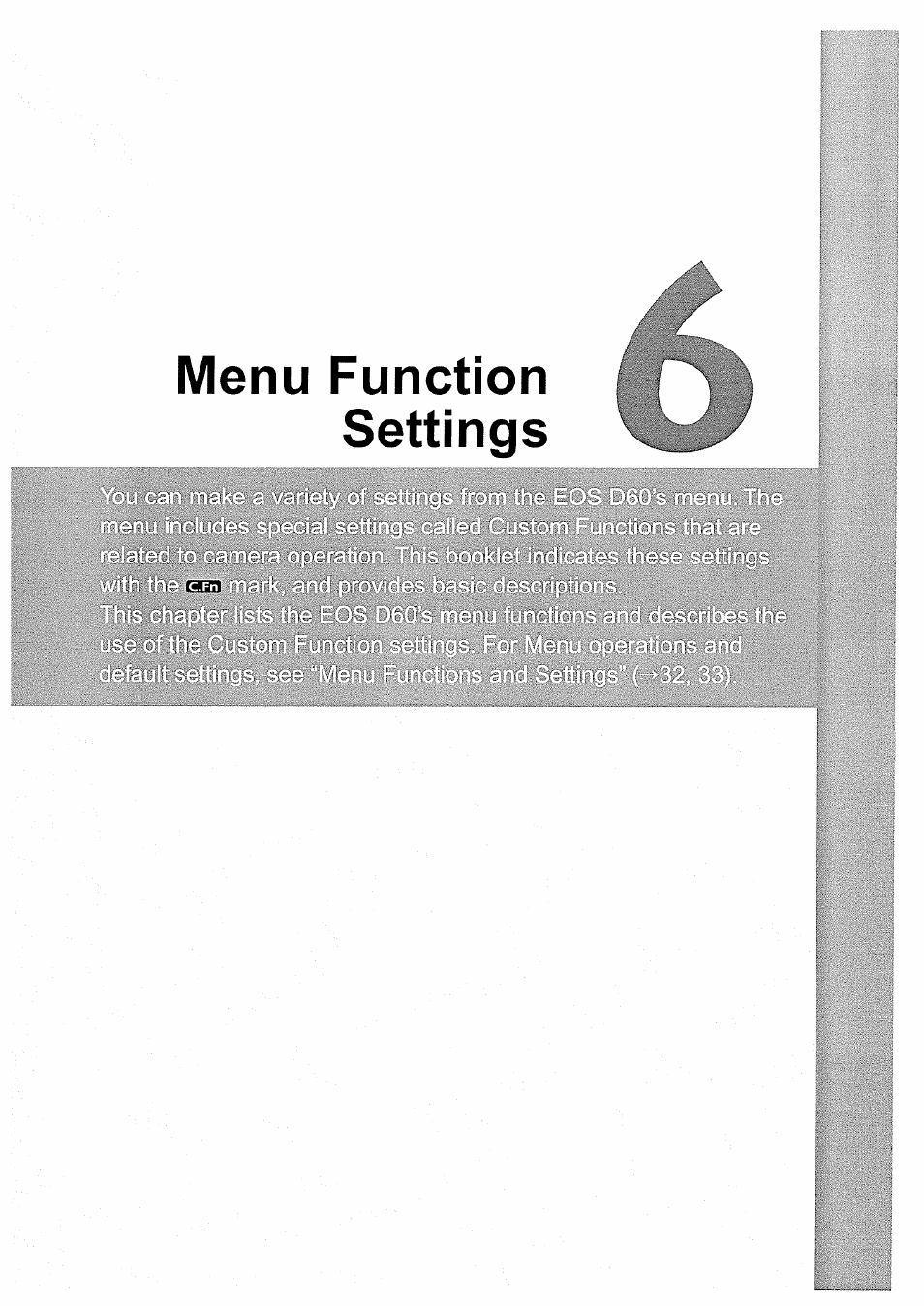 Menu function settings | Canon EOS D60 User Manual | Page 119 / 151