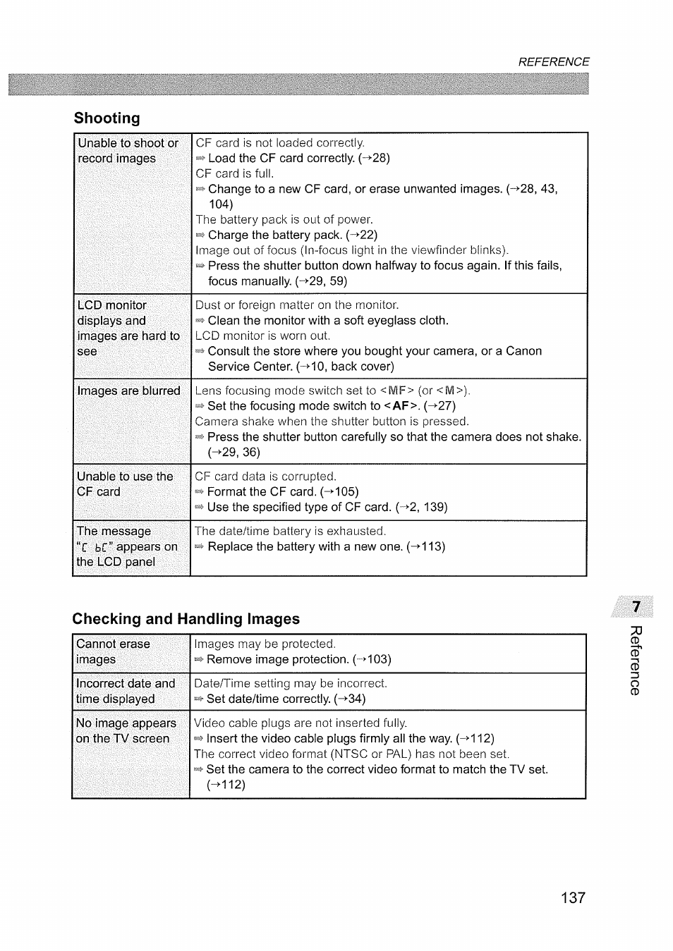 Shooting, Checking and handling images | Canon EOS D60 User Manual | Page 139 / 151