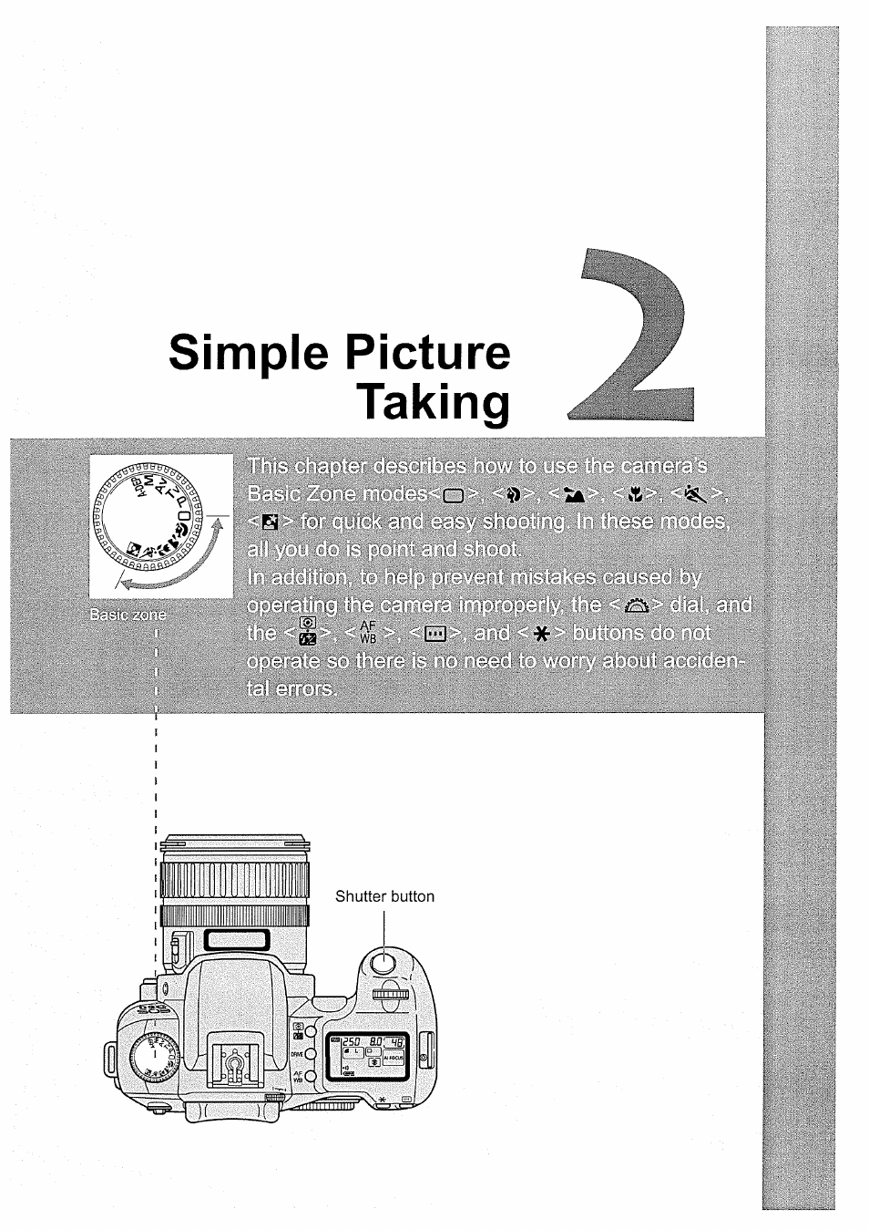 Simple picture, Taking, Simple picture taking | Canon EOS D60 User Manual | Page 37 / 151