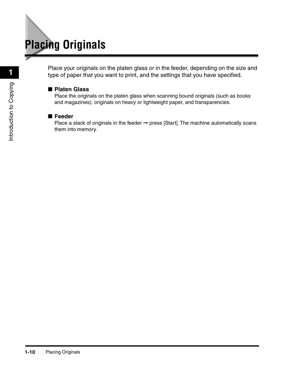 Placing originals, Placing originals -10 | Canon 2010F User Manual | Page 19 / 106
