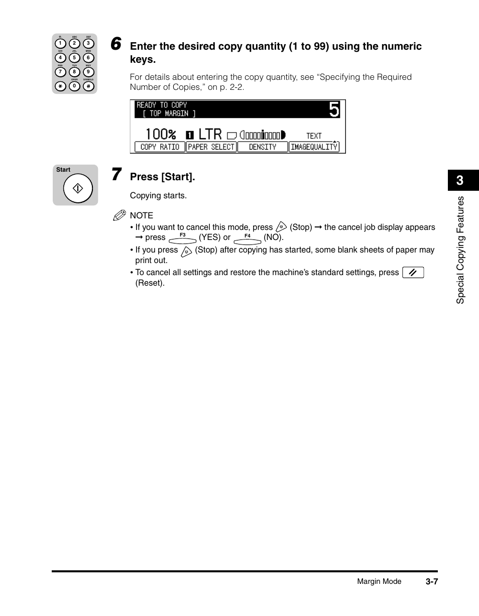 Press [start, Special cop ying f eatures | Canon 2010F User Manual | Page 62 / 106