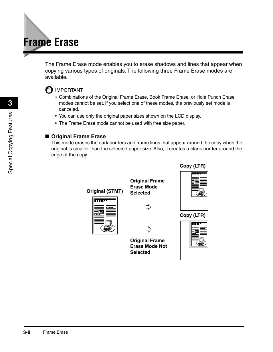 Frame erase, Frame erase -8, See “frame erase,” on p. 3-8.) | Canon 2010F User Manual | Page 63 / 106