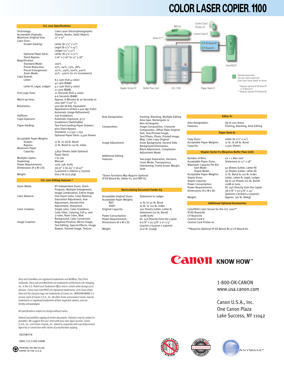 Canon Color Laser Copier CLC1100 User Manual | Page 8 / 8