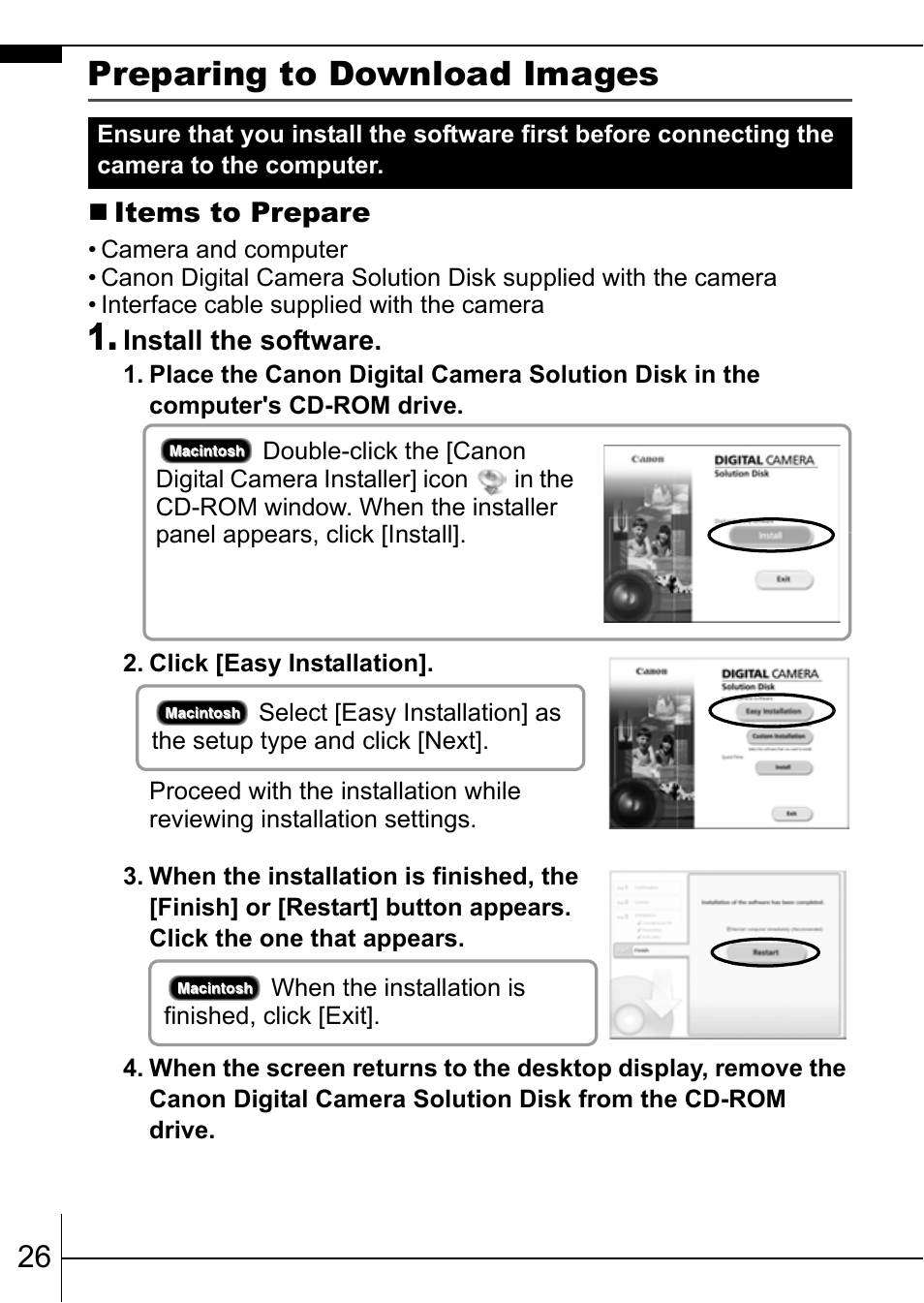 Preparing to download images | Canon IXUS 900TI User Manual | Page 28 / 37