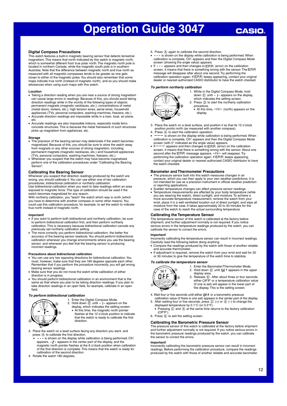 Operation guide 3047 | Casio Модуль 3047 User Manual | Page 12 / 13
