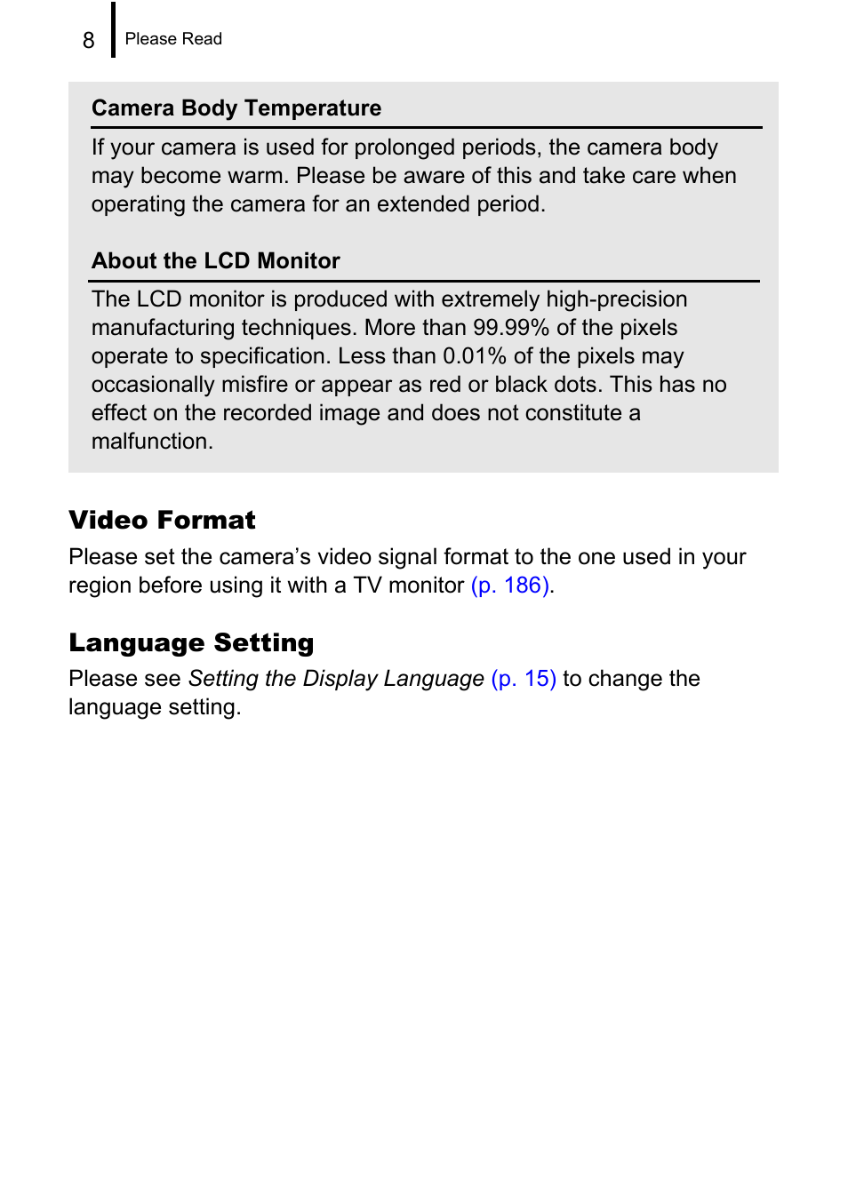 Video format, Language setting | Canon 970 IS User Manual | Page 10 / 238