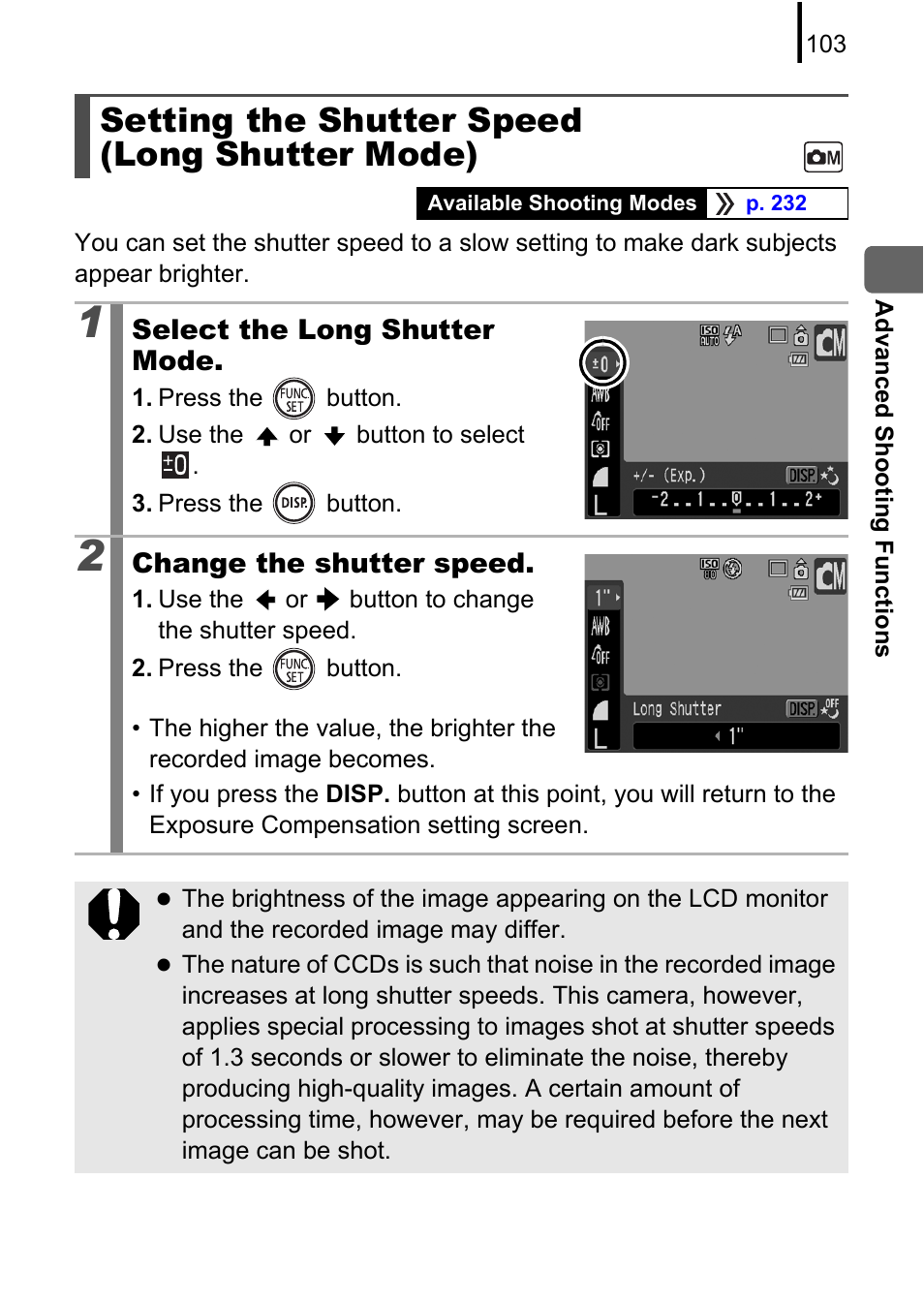 Setting the shutter speed (long shutter mode), P. 103 | Canon 970 IS User Manual | Page 105 / 238