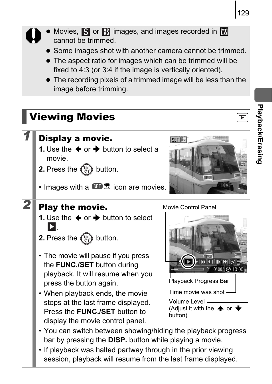 Viewing movies, Display a movie, Play the movie | Canon 970 IS User Manual | Page 131 / 238