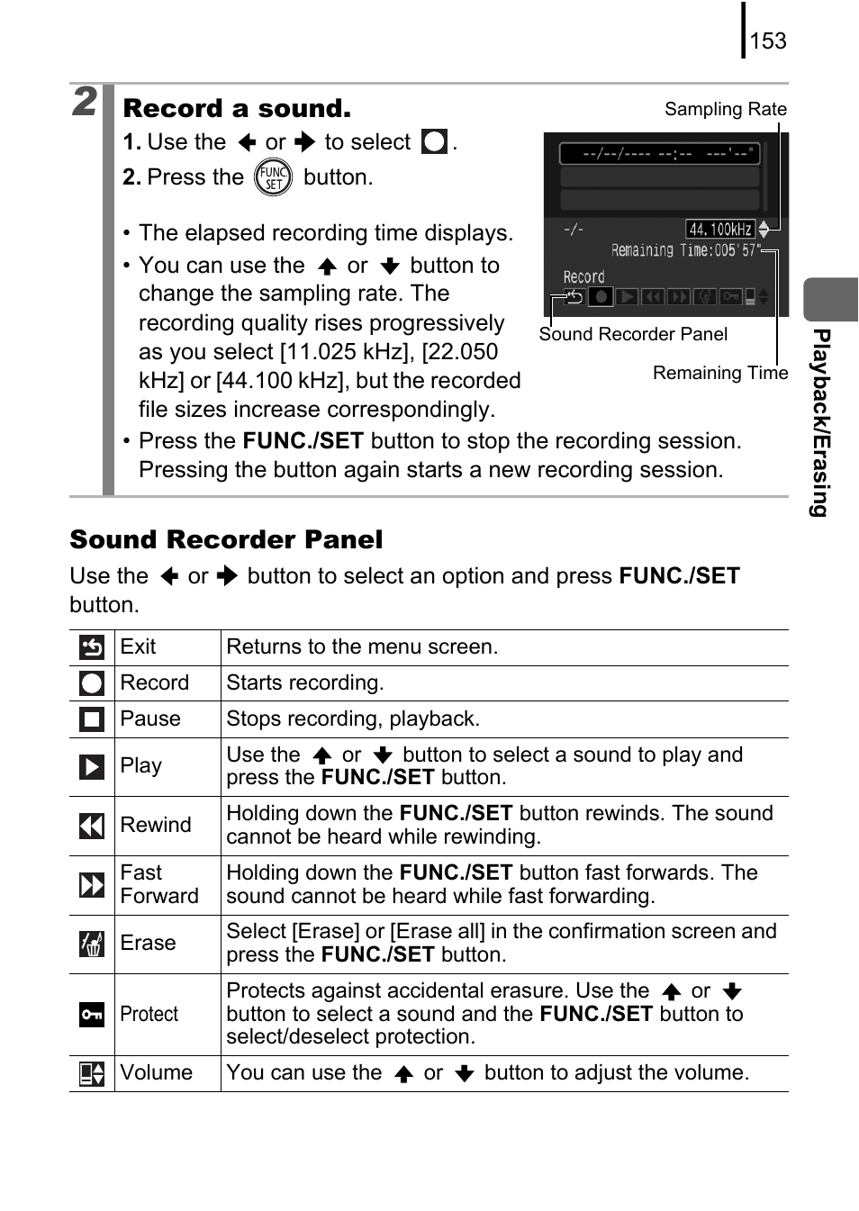 Sound recorder panel, Record a sound | Canon 970 IS User Manual | Page 155 / 238