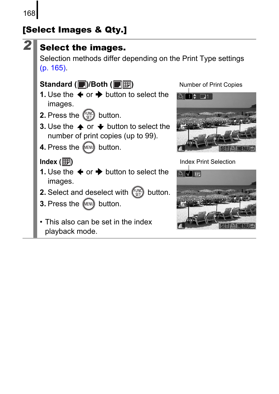 Select images & qty, Select the images | Canon 970 IS User Manual | Page 170 / 238